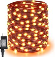 🎃 brizlabs 104.98ft 300 led orange halloween lights - plug-in twinkle lights with 8 modes & timer, connectable outdoor tree lights for home party decor, black wire логотип