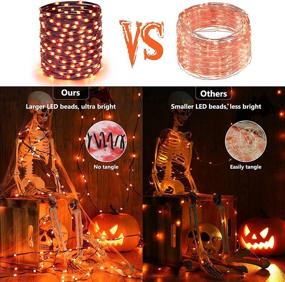 img 3 attached to 🎃 BrizLabs 104.98ft 300 LED Orange Halloween Lights - Plug-in Twinkle Lights with 8 Modes & Timer, Connectable Outdoor Tree Lights for Home Party Decor, Black Wire