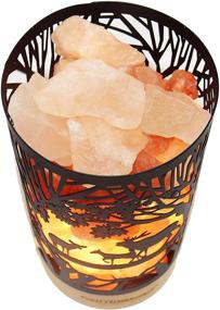 img 1 attached to Himalayan Pink Salt Lamp Basket with Wood Base - Dimmable Switch, Stainless Steel Basket - Stylish Night Light for Holiday Gift - Kimisky with Deer Decoration - Includes 2 Extra Bulbs