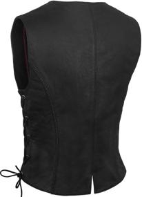 img 1 attached to 👩 Women's XL Black Braided Motorcycle Leather Vest with Side Laces - True Element