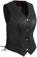 👩 women's xl black braided motorcycle leather vest with side laces - true element logo