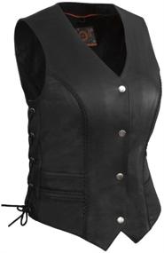 img 2 attached to 👩 Women's XL Black Braided Motorcycle Leather Vest with Side Laces - True Element