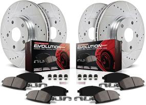 img 2 attached to 🔥 Enhanced Braking Performance: Power Stop K212 Front and Rear Z23 Carbon Fiber Brake Pads with Drilled & Slotted Brake Rotors Kit