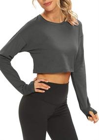 img 2 attached to Mippo Long Sleeve Crop Tops: Trendy Workout Shirts for Women