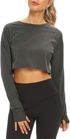 img 4 attached to Mippo Long Sleeve Crop Tops: Trendy Workout Shirts for Women