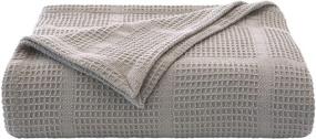 img 4 attached to 🛏️ Kenneth Cole New York Waffle Grid Collection: Hypoallergenic Cotton Blanket - Lightweight, All Season Bedding, Softer with Each Wash (Twin, Grey)