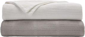 img 3 attached to 🛏️ Kenneth Cole New York Waffle Grid Collection: Hypoallergenic Cotton Blanket - Lightweight, All Season Bedding, Softer with Each Wash (Twin, Grey)