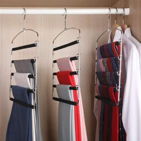 img 3 attached to 👖 5-Layer Metal Slack Magic Hangers: Space Saving Pants Hanger Organizer (4 Pack)