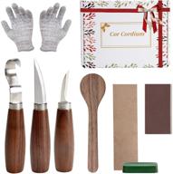 beginner whittling kit for adults and kids - unfinished wood carving spoon, whittling knife set with color box - includes whittling knife, hook knife, detail knife logo