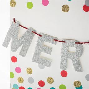 img 1 attached to 🎁 Hallmark Signature 10-inch Large Christmas Gift Bag with Tissue Paper - 'Merry' Banner (White, Silver Sparkle, Pink and Teal Polka Dots)