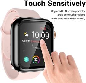 img 3 attached to 📱 Премиум 3 пакета чехлов для Apple Watch 44 мм с встроенным стеклянным защитным экраном - Улучшенная защита для моделей Series 6, SE, 5, 4 - Прочный чехол для iWatch для женщин и мужчин, черный море-синий серебряный