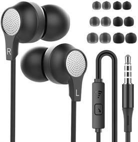 img 4 attached to 🎧 Superme Bass Earbuds with Mic & Call Controller - In-Ear Headphones for iPhone, Android & All Devices with 3.5mm Jack - Sleep Headset, Black-Silver (6 Pairs Earpad S/M/L)
