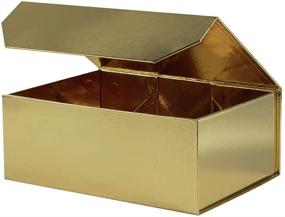 img 4 attached to 🎁 OBMMIRAO 1PCS Gold Gift Box 9.5x7x4 Inches - Premium Quality Packaging Box with Lid, Magnetic Closure & Foldable Design: Perfect for Bridesmaid Proposal, Gift Packaging, and Storage - Rectangle Collapsible Box