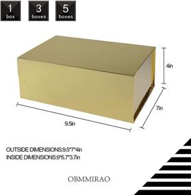 img 2 attached to 🎁 OBMMIRAO 1PCS Золотая подарочная коробка 9.5x7x4 дюйма - Коробка для упаковки премиум-класса с крышкой, магнитным замком и складным дизайном: идеально подходит для предложения возложить обязанности подруги невесты, упаковки подарков и хранения - прямоугольная складная коробка