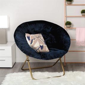 img 1 attached to Navy Blue X-Large Cozy Faux Fur Saucer Chair by Milliard - Perfect for Bedroom