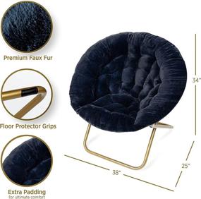 img 2 attached to Navy Blue X-Large Cozy Faux Fur Saucer Chair by Milliard - Perfect for Bedroom