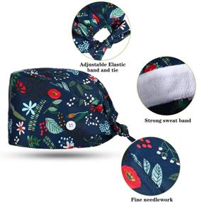 img 2 attached to 🧢 Geyoga 6 Printed Gourd-Shaped Caps with Sweatband and Adjustable Tie Back Hats for Women Men Ponytail