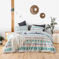 🛏️ susybao 3 piece queen size duvet cover set - colorful aztec print bedding with bohemian design and zipper ties - includes 1 duvet cover and 2 pillowcases - tribal geometric pattern - made from 100% cotton - luxury quality, soft and breathable logo