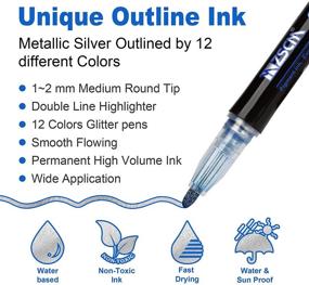 img 2 attached to ✒️ Super Squiggles Outline Metallic Markers: 12 Color Double Line Highlighter Set for Illustration, Coloring, Sketching, Card Making, DIY Photo Albums, Scrapbook Crafts - Magic Markers Glitter Shimmer Pens