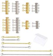 set of 4 multi-strand sliding clasp lock necklace connectors with tube 📿 spacer clasps for layered jewelry, including necklace bracelet chain extenders (14pcs, gold and silver) logo