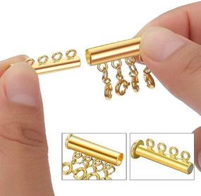 img 3 attached to Set of 4 Multi-Strand Sliding Clasp Lock Necklace Connectors with Tube 📿 Spacer Clasps for Layered Jewelry, including Necklace Bracelet Chain Extenders (14pcs, Gold and Silver)