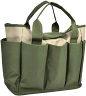 🛠️ canvas garden tool bag with pockets - heavy-duty tote organizer for women and men, ideal for storing garden plant tool set contents logo