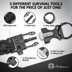 img 3 attached to Multi-Functional Paracord Keychain with Carabiner - Ideal for Camping, Fishing, Hunting & Outdoor Emergencies. Includes Paracord, Emergency Whistle, Flint Rod, Cutting Tool & Key Ring