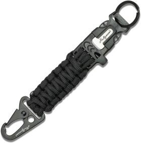 img 4 attached to Multi-Functional Paracord Keychain with Carabiner - Ideal for Camping, Fishing, Hunting & Outdoor Emergencies. Includes Paracord, Emergency Whistle, Flint Rod, Cutting Tool & Key Ring