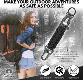 img 2 attached to Multi-Functional Paracord Keychain with Carabiner - Ideal for Camping, Fishing, Hunting & Outdoor Emergencies. Includes Paracord, Emergency Whistle, Flint Rod, Cutting Tool & Key Ring