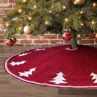 🎄 limbridge 48-inch knitted christmas tree skirt: cozy rustic yarn pattern for festive holiday decor, cream burgundy logo