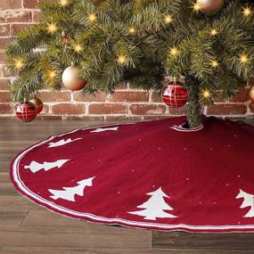 img 4 attached to 🎄 LimBridge 48-Inch Knitted Christmas Tree Skirt: Cozy Rustic Yarn Pattern for Festive Holiday Decor, Cream Burgundy