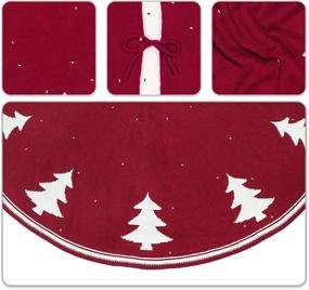 img 1 attached to 🎄 LimBridge 48-Inch Knitted Christmas Tree Skirt: Cozy Rustic Yarn Pattern for Festive Holiday Decor, Cream Burgundy