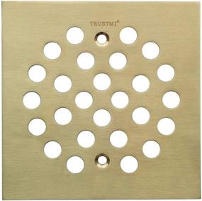 img 4 attached to 🛁 TRUSTMI 4.25" Screw-in Shower Drain Cover Replacement - Square Floor Drainer Grate, Brushed Gold