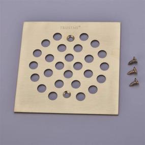 img 2 attached to 🛁 TRUSTMI 4.25" Screw-in Shower Drain Cover Replacement - Square Floor Drainer Grate, Brushed Gold