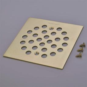 img 1 attached to 🛁 TRUSTMI 4.25" Screw-in Shower Drain Cover Replacement - Square Floor Drainer Grate, Brushed Gold