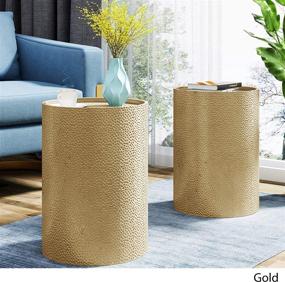 img 2 attached to 🌟 Christopher Knight Home Kaylee Modern Round Gold Hammered Iron Accent Table (Set of 2) - Improved SEO