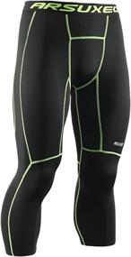 img 2 attached to ARSUXEO Men's 3/4 Running Compression Tights Capri Pants K75 - Enhance Performance and Comfort