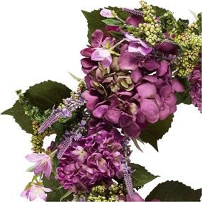 img 1 attached to Nearly Natural Hydrangea Wreath Purple