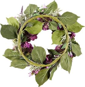 img 3 attached to Nearly Natural Hydrangea Wreath Purple