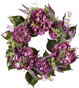 img 4 attached to Nearly Natural Hydrangea Wreath Purple