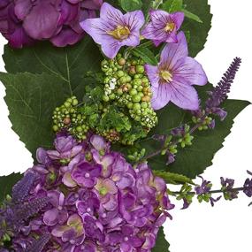 img 2 attached to Nearly Natural Hydrangea Wreath Purple