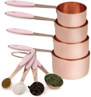 🥄 cook with color 8 piece copper measuring cups and measuring spoon set - stainless steel with silicone handles, nesting liquid measuring cup set or dry measuring cups set (pink) logo