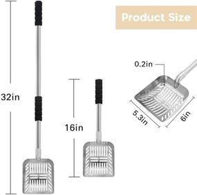 img 2 attached to 🐱 Abealv Metal Cat Litter Scoop - Long Handle Kitty Scooper with Detachable Stainless Steel Shovel for Sifting Cats Litter - Non-Stick, Deep Litter Sifter Pet Scoop