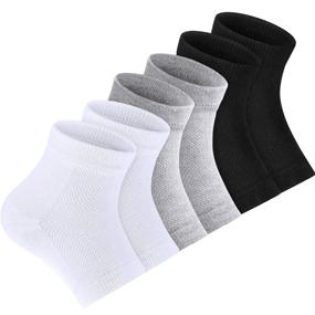 img 4 attached to 🧦 Bememo Soft Ventilate Gel Heel Socks Open Toe Socks for Dry Hard Cracked Skin – Moisturizing Day Night Care Skin, Pack of 3 Pairs (Black, White, Grey)