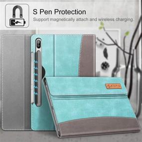 img 2 attached to 💼 Fintie Case for Samsung Galaxy Tab S6 10.5" 2019 with S Pen Wireless Charging Support - Multi-Angle Portfolio Business Cover with Pocket, Auto Sleep/Wake, Turquoise