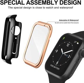 img 2 attached to Чехол для Apple Watch WASPO 40 мм – совместим с моделями Series 6/5/4/SE и водонепроницаемым защитным стеклом для экрана | Розовое золото, полное покрытие, чувствительное касание, прозрачный эластичный чехол | iWatch 40 мм.