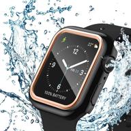 чехол для apple watch waspo 40 мм – совместим с моделями series 6/5/4/se и водонепроницаемым защитным стеклом для экрана | розовое золото, полное покрытие, чувствительное касание, прозрачный эластичный чехол | iwatch 40 мм. логотип