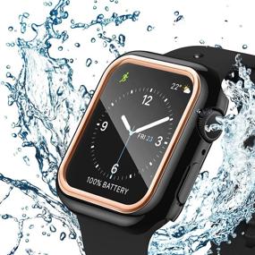 img 4 attached to Чехол для Apple Watch WASPO 40 мм – совместим с моделями Series 6/5/4/SE и водонепроницаемым защитным стеклом для экрана | Розовое золото, полное покрытие, чувствительное касание, прозрачный эластичный чехол | iWatch 40 мм.