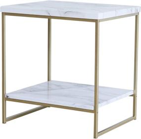 img 4 attached to 🔲 White Marble Print Side Table with Gold Metal Frame by Roomfitters - Ideal for Living Room and Bedroom