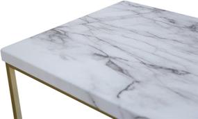 img 2 attached to 🔲 White Marble Print Side Table with Gold Metal Frame by Roomfitters - Ideal for Living Room and Bedroom